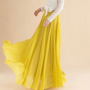 TIMELESS FAVORITE CHIFFON MAXI SKIRT IN MUSTARD